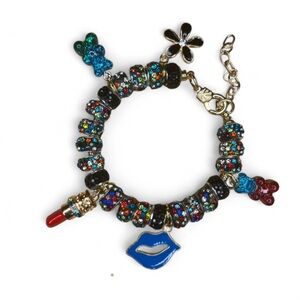 Colorful Charm Bracelet with Blue Lip Pendant